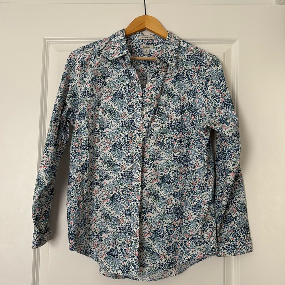 LL Bean wrinkle-free floral button down